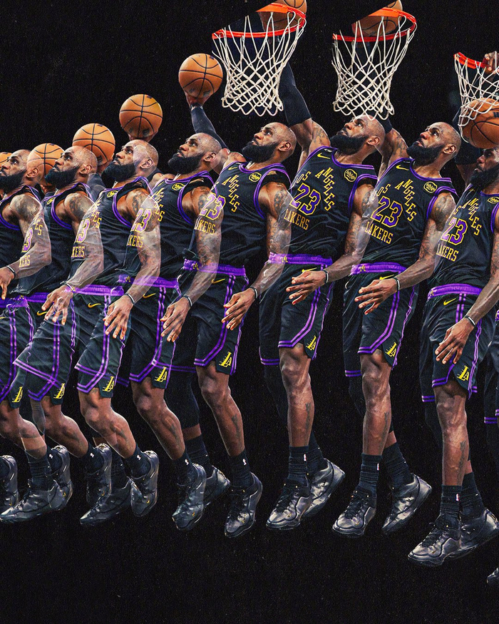 湖人官方发布詹姆斯扣篮特效图引热议